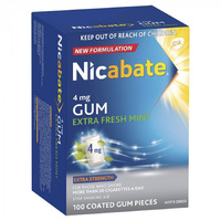 Nicabate 4mg Extra Fresh Mint Gum 100 Pieces 