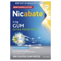 Nicabate 2mg Extra Fresh Mint Gum 100 Pieces 