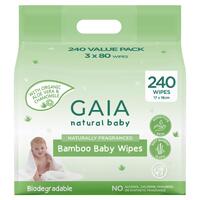 Gaia Natural Bamboo Wipes 240 Value Pack