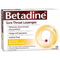 Betadine Sore Throat Lozenges Honey & Lemon 16