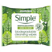 Simple Kind to Skin Biodegradable Face Wipes 25 Pack