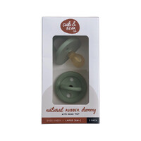 Cub & Bear Co Natural Rubber Dummy Round Teat Large (6+ Months) Sage Green Twin Pack
