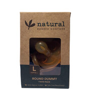 Natural Rubber Soother Round Dummy Large (6+ Months) Twin Pack