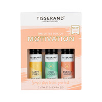 Tisserand The Little Box of Motivation Roller Ball Kit 10ml x 3 Pack (contains: Happy Vibes, Find Focus & Energy High)