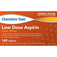 Chemists Own Low Dose Aspirin 100mg 168 Tablets (S2)