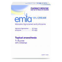 Emla Cream 5% 1 x 5G with 2 dressings (S2)