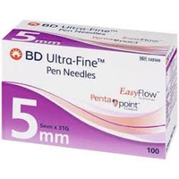 BD Ultra-Fine Pen Insulin Needle 0.25mm (31g) x 5mm 100 Pack