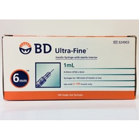 BD Ultra-Fine Insulin Syringes 1mL 0.25mm (31G) x 6mm 100 Pack