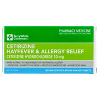 TerryWhite Chemmart Cetirizine Hay Fever & Allergy Relief 50 Tablets