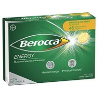 Berocca Energy Vitamin Mango & Orange Flavour 45 Effervescent Tablets