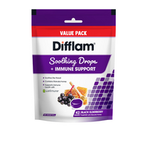 Difflam Soothing Drops + Immune Support Black Elderberry 42 Pack