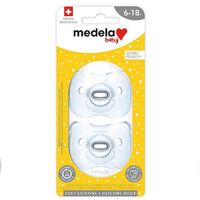 Medela Soother PLUS with Steribox Soft Silicone Duo Blue 6-18 Months 2 Pack