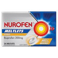 Nurofen Meltlets Pain Relief Citrus 200mg Ibuprofen 24 Pack