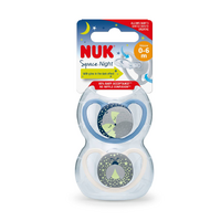 Nuk Space Night Time Soother 0-6 Months 2 Pack
