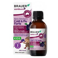 Brauer Cold and Flu Forte with Honey Black Elderberry Liquid 100mL