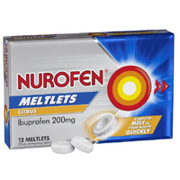 Nurofen Meltlets Pain Relief Citrus 200mg Ibuprofen 12 Pack