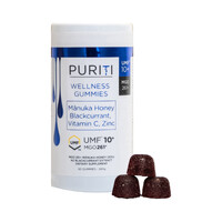PURITI Wellness Gummies Manuka Honey Blackcurrant Vitamin C Zinc (60 Gummies) 240g