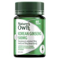 Nature's Own Korean Ginseng 500mg 60 Tablets