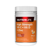 NutraLife High Strength Vit C + Vit D + Zinc 120t