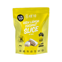 Get Ya Yum On (60 sec Keto) Rich Lemon Coconut Slice (No Bake) 60g