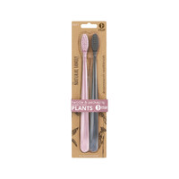 The Natural Family Co. Bio Toothbrush Mixed Colours x 2 Pack (5 Different Pastel Coloured Twin Packs - Supplied at Random)