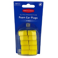 Surgical Basics Foam Straight Ear Plugs NRR33 5 Pairs