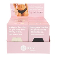 Pelvi Underwear Leakproof Full Brief Black & Beige Mixed Sizes x 12 Display (contains: all sizes)