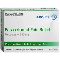 APH Paracetamol 500mg 20 Capsule Shaped Tablets (S2)