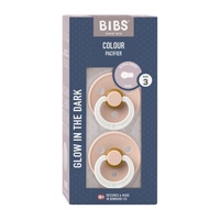 Bibs Glow in the Dark Colour Pacifier Size 3 Blush 2 Pack