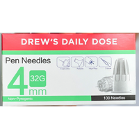 Drew's Daily Dose Pen Needles 32g 4mm 100 needles 