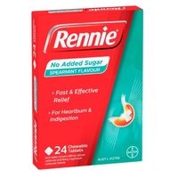 Rennie No Added Sugar Spearmint 24 Tablets