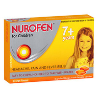 Nurofen Children 7+ Pain & Fever Relief 24 Chewable Capsules Orange 100mg