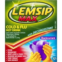 Lemsip Max Cold&Flu Decongestant Blackcurrant 10