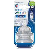 AVENT Teats Silicone 1M+ Slow Flow Pack 2