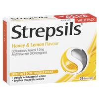 Strepsils Lozenges Honey & Lemon 36 Pack