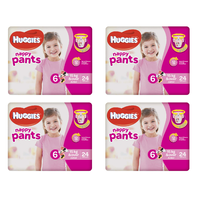 Huggies Junior Nappy Pants For Girls 15kg+ 24 Pack [Bulk Buy 4 Units]