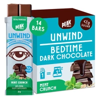 Peak Chocolate Unwind Bedtime Chocolate Bars Mint Crunch 25g x 14 Chocolate Bars