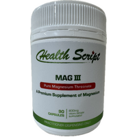 Health Script Mag III Pure Magnesium Threonate 600mg 60 Veg Capsules (Formerly known as BioActiv Healthcare)