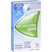 Nicorette Regular Strength 2mg Chewing Gum Icy Mint 15