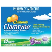 Claratyne Children's Hayfever & Allergy Relief Grape Flavour 10 Chewable Tablets