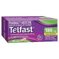 Telfast 180mg 50 Tablets | Fexofenadine Antihistamine (S2)