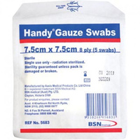 Handy Gauze Sterilized Swabs 7.5x7.5cm 5 Pack