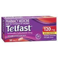 Telfast Hayfever 120mg 30 Tablets | Fexofenadine Antihistamine (S2)