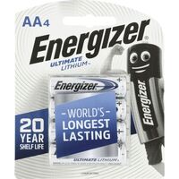Energizer Ultimate Lithium AA Batteries 4 Pack