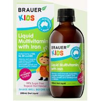 Brauer Kids Liquid Multivitamin with Iron 200mL