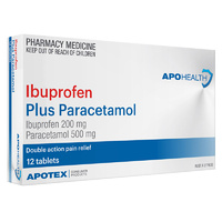 Apohealth Ibuprofen 200mg and Paracetamol 500mg Tab 12 Blister (S2)