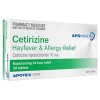 ApoHealth Cetirizine Hayfever Allergy 10mg 30 Tablets (S2)