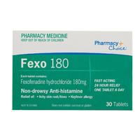 Pharmacy Choice Fexofenadine Allergy Relief 180mg 30 Tablets (Same as Telfast) (S2)