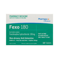 Pharmacy Choice Fexofenadine Allergy Relief 180mg 10 Tablets (Telfast Generic) (S2)