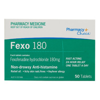 Pharmacy Choice Fexofenadine Allergy Relief 180mg 50 Tablets (Same as Telfast) (S2)